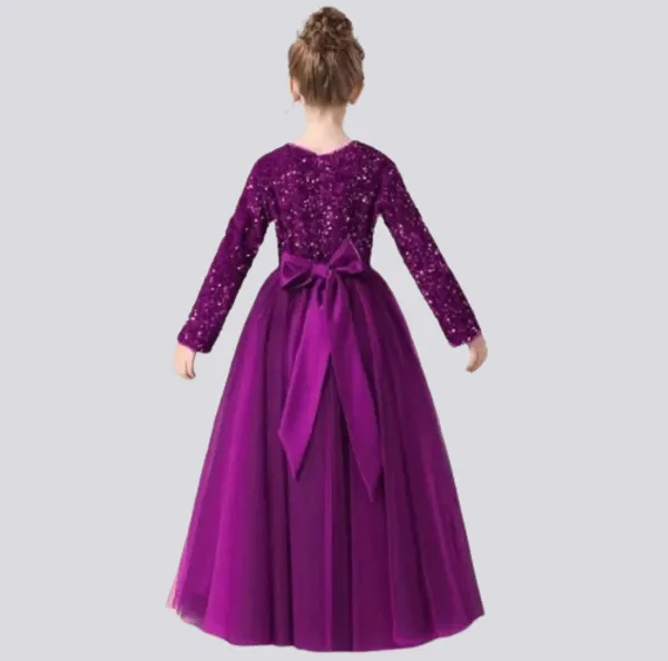 Purple_Royal_Sequin_Work_Full_Length_Western_Wear_Dress_For_Girls