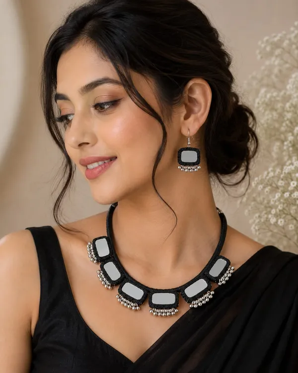 Handmade_Black_Thread_Mirror_Work_Necklace_Set_with_Matching_Earrings_for_Women_|_Oxidized_Beaded_Choker_|_Boho_Tribal_Ethnic_Jewellery_|_Navratri_&_Festive_Wear