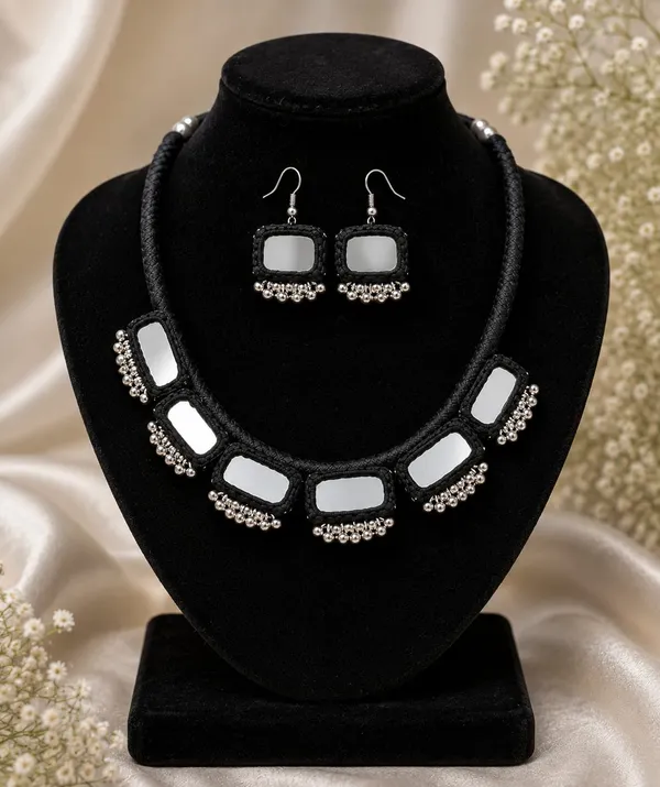 Handmade_Black_Thread_Mirror_Work_Necklace_Set_with_Matching_Earrings_for_Women_|_Oxidized_Beaded_Choker_|_Boho_Tribal_Ethnic_Jewellery_|_Navratri_&_Festive_Wear