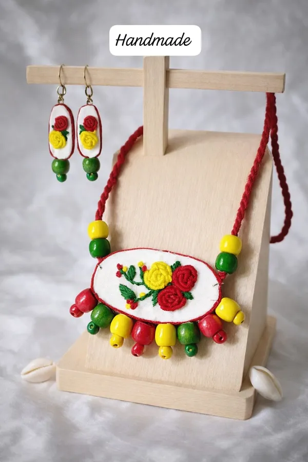 Handmade_Floral_Embroidered_Necklace_Set_for_Women_|_Thread_Work_Necklace_with_Matching_Earrings_|_Boho_Ethnic_Statement_Jewellery_|_Lightweight_Handmade_Fashion_Jewellery