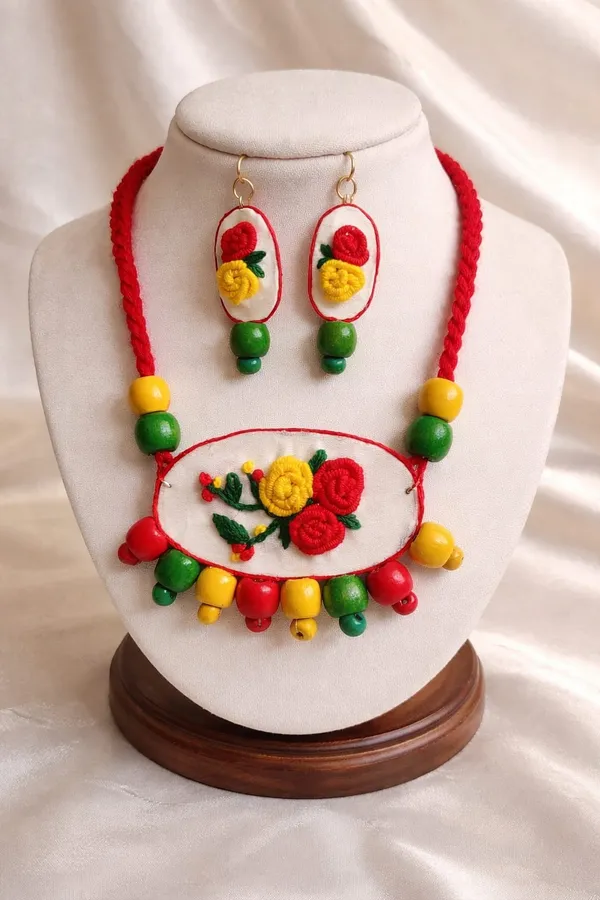 Handmade_Floral_Embroidered_Necklace_Set_for_Women_|_Thread_Work_Necklace_with_Matching_Earrings_|_Boho_Ethnic_Statement_Jewellery_|_Lightweight_Handmade_Fashion_Jewellery
