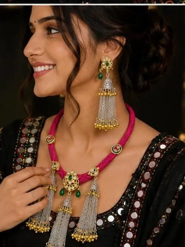 Handmade_Pink_Thread_Necklace_Set_for_Women_|_Kundan_Tassel_Jewellery_Set_with_Long_Statement_Earrings_|_Ethnic_Festive_Wear