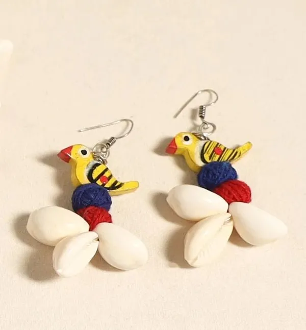 Handmade_Tribal_Statement_Necklace_Set_with_Earrings_|_Colorful_Bird_Beads,_Cowrie_Shell_&_German_Silver_Pendant_|_Boho_Ethnic_Jewellery_for_Women