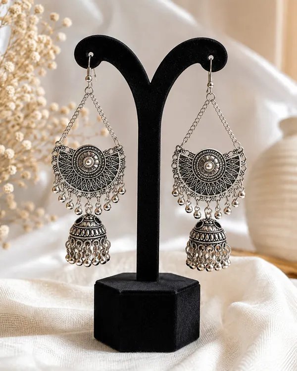 Oxidised_Silver_Jhumka_Drop_Earrings_for_Women_|_Traditional_Boho_Ethnic_Chandbali_Style_Earrings_|_Lightweight_Party_&_Festive_Jewellery