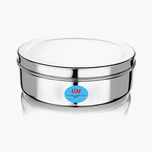 Silver_Stainless_Steel_Puri_&_Roti_Dabba_Canister_|Storage_Box_Container_|_Chocolate_Chapati_Dabba/Utility_Box_1.2_Liters_/_16Cm,_Size_10