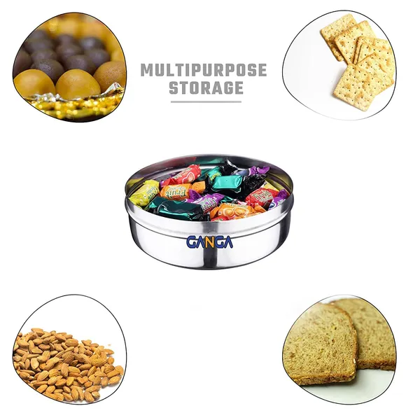 Silver_Stainless_Steel_Puri_&_Roti_Dabba_Canister_|Storage_Box_Container_|_Chocolate_Chapati_Dabba/Utility_Box_1.2_Liters_/_16Cm,_Size_10