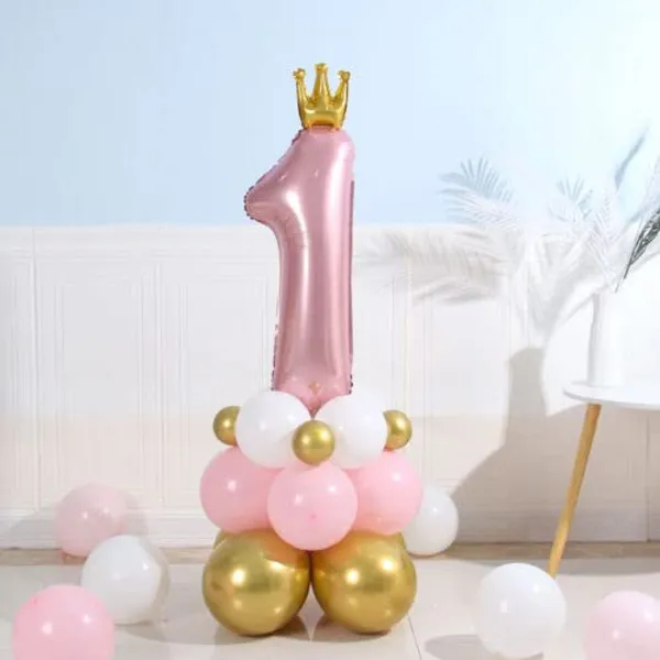 Multicolor_Crown_&_Foil_Balloons_|_For_1St_Birthday_Celebration_(Number_1)_(32_Inch)