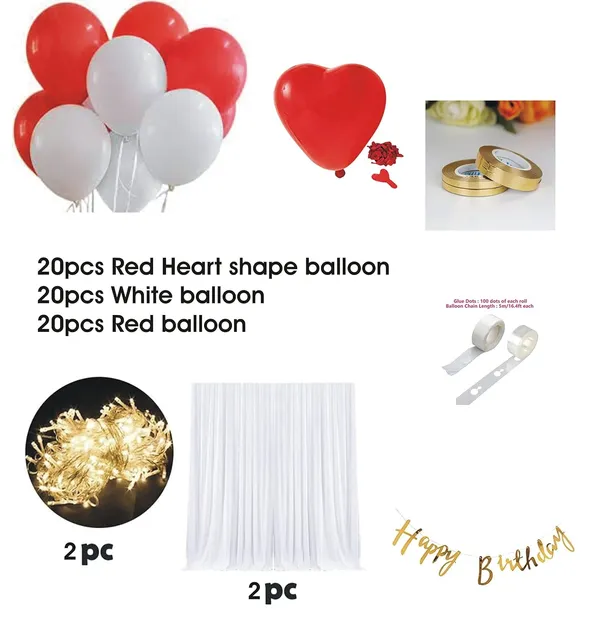 White_&_Red_Heart_Shape_Balloons_Net_Backdrop_Led_Light_|_For_Party_Decoration_(10Ft_X_5Ft)_(71_Pcs)