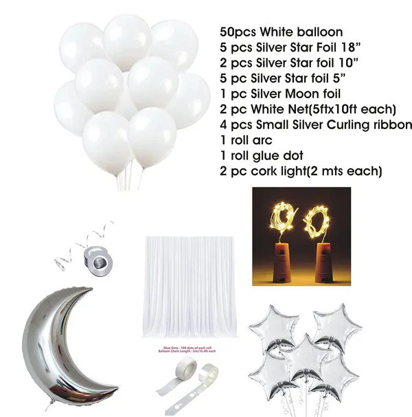White_&_Silver_Party_Supplies_Birthday_Decorations_|_For_Girls_Boys_Balloons_Net_Backdrop_Led_Light_|_For_Party_Decoration