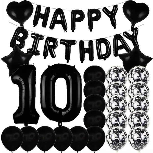 Black_10Th_Birthday_Party_Decorations_|_Curtains_Latex_And_Confetti_Balloons_|_Number_Foil_Balloons