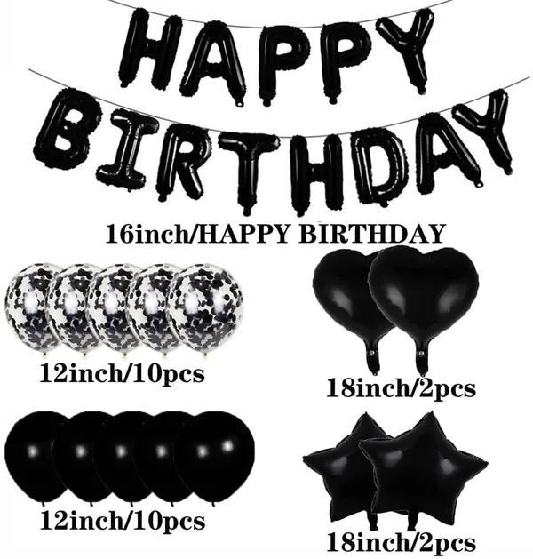 Black_10Th_Birthday_Party_Decorations_|_Curtains_Latex_And_Confetti_Balloons_|_Number_Foil_Balloons