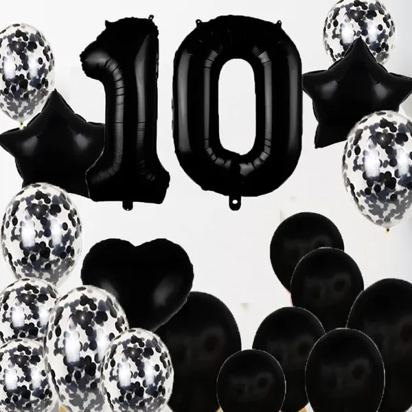 Black_10Th_Birthday_Party_Decorations_|_Curtains_Latex_And_Confetti_Balloons_|_Number_Foil_Balloons