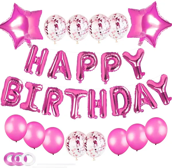 Pink_Birthday_Balloons_Decorations_Set_With_13Pcs_Foil_Letter_Balloons_Banner_12Pcs_Latex_Confetti_Balloons_&_2Pcs_Star_Balloons