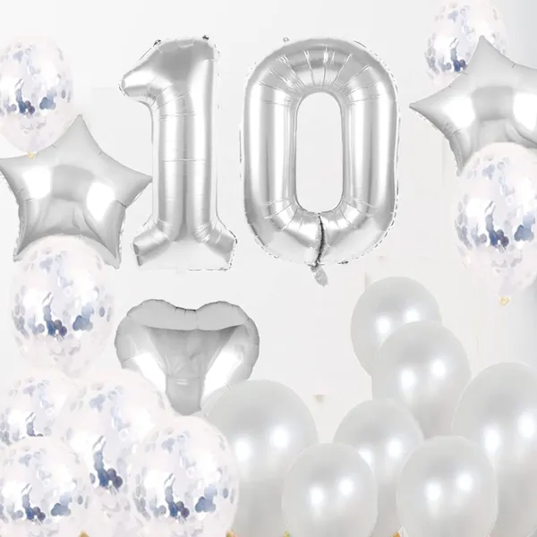 Silver_10Th_Birthday_Party_Decorations_|_Curtains_Latex_And_Confetti_Balloons_|_Number_Foil_Balloons_(32_Inch)