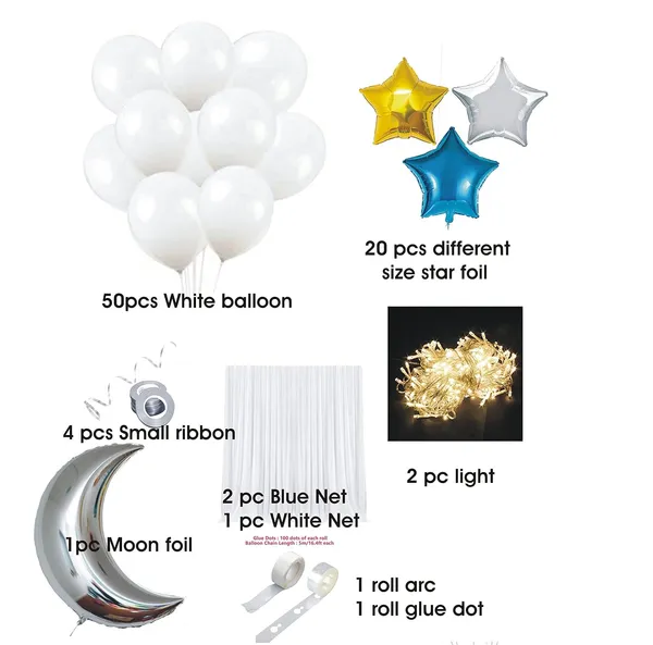 White_Star_And_Moon_Foil_Balloons_Net_Backdrop_Led_Light_|_For_Party_Decoration_(82_Pcs)