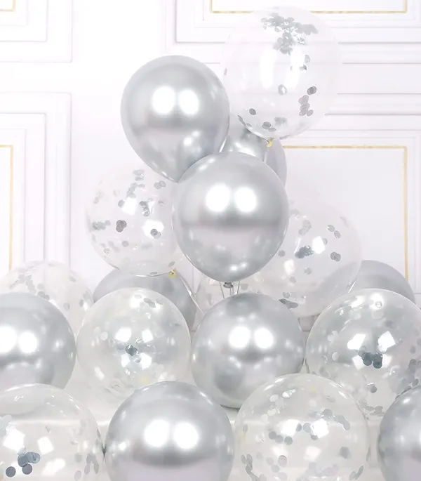 Silver_Chrome_Confetti_Latex_Balloons_And_Ribbons_Decorations_Set_(Pack_Of_42)_(64_Ft_Ribbon)_(12_Inch)