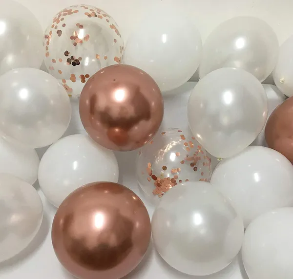 White_&_Rose_Gold_Latex_Metallic_Chrome_Confetti_Party_Balloons_|_For_Birthday_Bridal_Wedding_Graduation_Decor_(50_Pcs)
