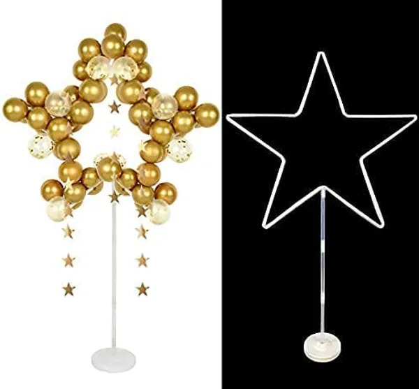 White_Balloon_Column_Kit_&_Star_Shape_Stand_Holder_Centerpieces_With_Sticks_&_Base_(Star_Shape)_(57_Inch_Stand)