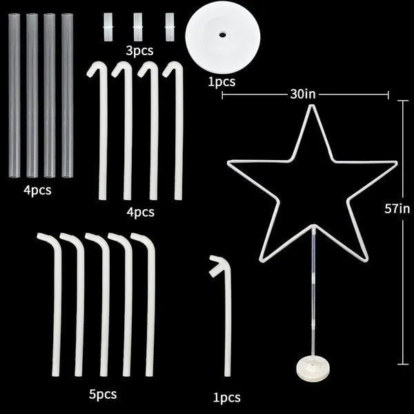 White_Balloon_Column_Kit_&_Star_Shape_Stand_Holder_Centerpieces_With_Sticks_&_Base_(Star_Shape)_(57_Inch_Stand)