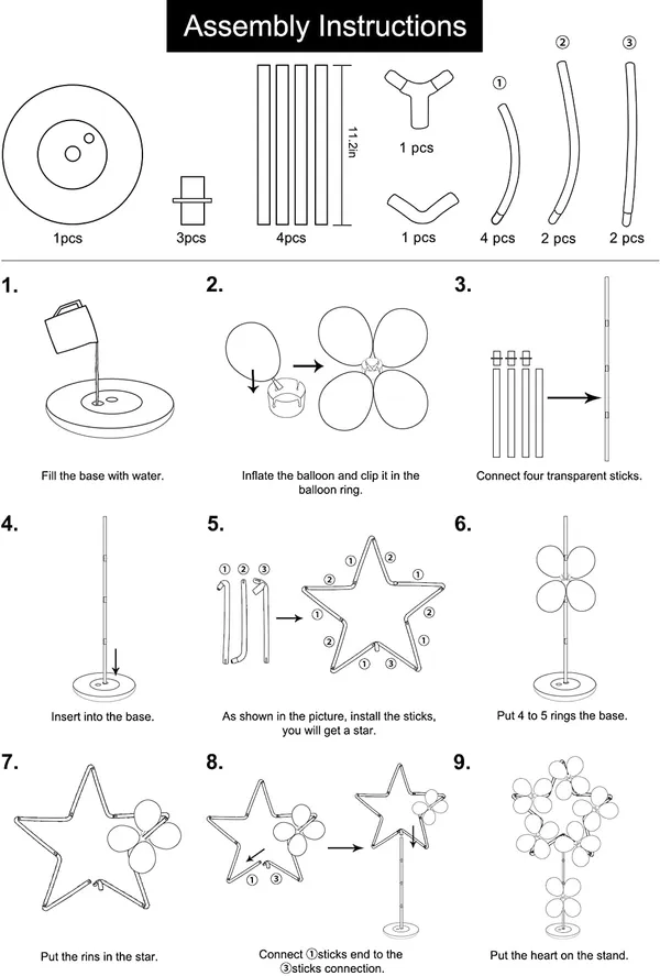 White_Balloon_Column_Kit_&_Star_Shape_Stand_Holder_Centerpieces_With_Sticks_&_Base_(Star_Shape)_(57_Inch_Stand)