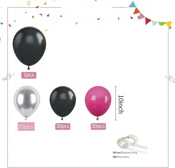 Hot_Pink_Black_&_Silver_Latex_Balloons_&_Glue_Dot_|_For_Birthday_Decoration_Wedding_Baby_Shower_Engagement_Diy_Decoration_Party_Supplies_(83_Pcs)