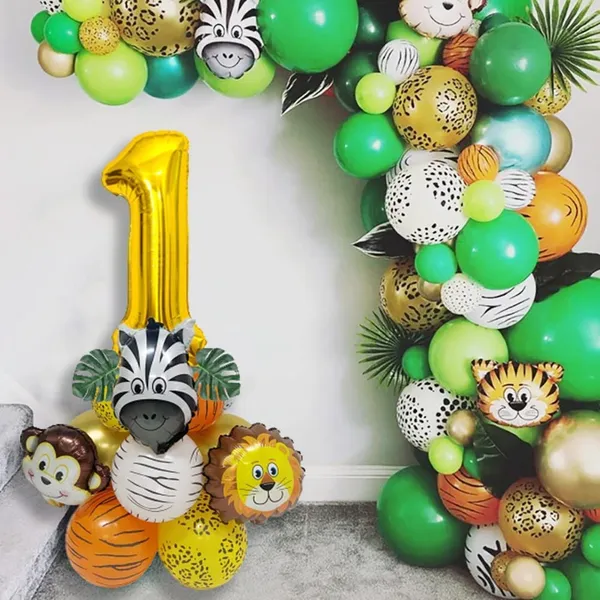 Golden_Birthday_Party_Decorations_|_For_Kids_|_Monkey_Zoo_Animal_Theme_Foil_Balloons_(19_Pcs)_(Number_1)