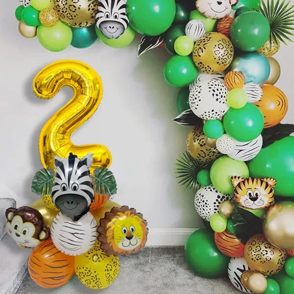 Golden_Birthday_Party_Decorations_|_For_Kids_|_Monkey_Zoo_Animal_Theme_Foil_Balloons_(19_Pcs)_(Number_2)