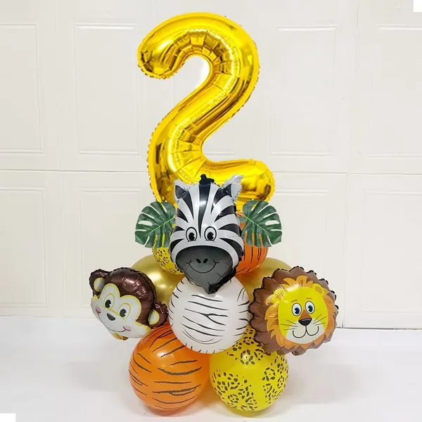 Golden_Birthday_Party_Decorations_|_For_Kids_|_Monkey_Zoo_Animal_Theme_Foil_Balloons_(19_Pcs)_(Number_2)