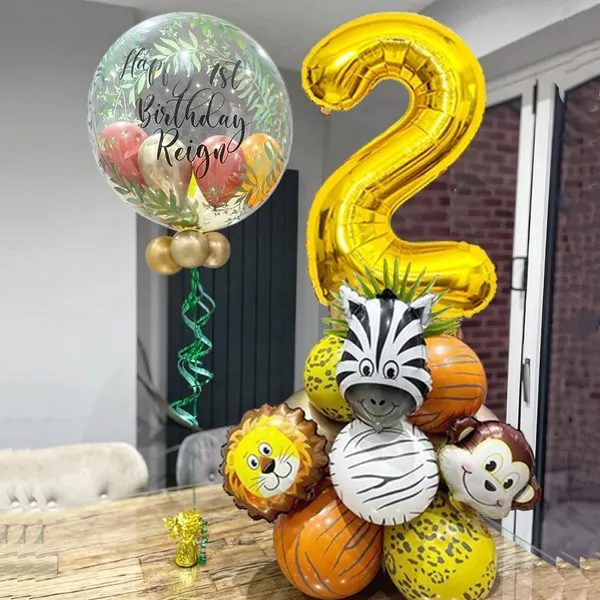 Golden_Birthday_Party_Decorations_|_For_Kids_|_Monkey_Zoo_Animal_Theme_Foil_Balloons_(19_Pcs)_(Number_2)