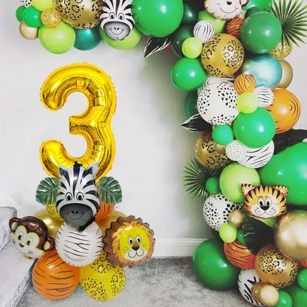 Golden_Birthday_Party_Decorations_|_For_Kids_|_Monkey_Zoo_Animal_Theme_Foil_Balloons_(19_Pcs)_(Number_3)