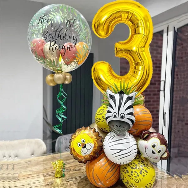 Golden_Birthday_Party_Decorations_|_For_Kids_|_Monkey_Zoo_Animal_Theme_Foil_Balloons_(19_Pcs)_(Number_3)