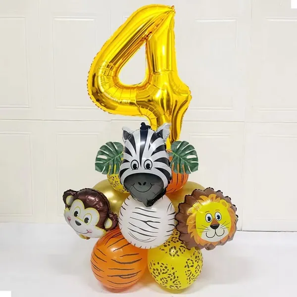 Golden_Birthday_Party_Decorations_|_For_Kids_|_Monkey_Zoo_Animal_Theme_Foil_Balloons_(19_Pcs)_(Number_4)