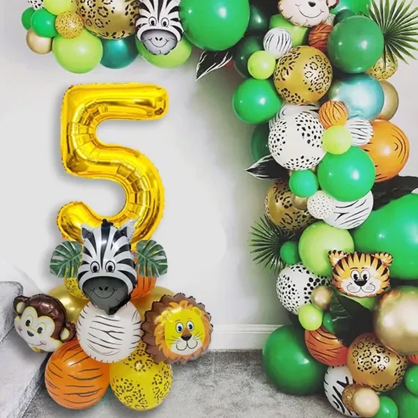 Golden_Birthday_Party_Decorations_|_For_Kids_|_Monkey_Zoo_Animal_Theme_Foil_Balloons_(19_Pcs)_(Number_5)