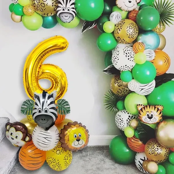 Golden_Birthday_Party_Decorations_Kids_Monkey_Zoo_Animal_Theme_Foil_Balloons_(19_Pcs)_(Number_6)