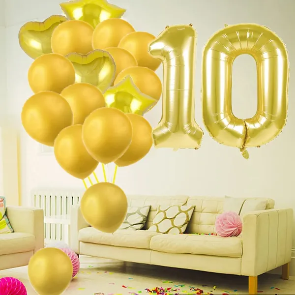 Golden_10Th_Birthday_Party_Decorations_|_Curtains_Latex_And_Confetti_Balloons_|_Number_Foil_Balloons_(32_Inch)
