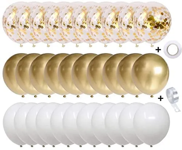 White_&_Gold_Latex_Balloons_Kit_|_For_Birthday_Christmas_Graduation_Or_Friend_&_Family_Party_Decorations_(67_Pcs)