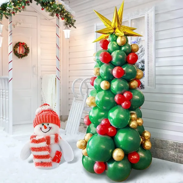 Multicolor_Latex_Xmas_Tree_Balloons_With_Starburst_Balloons_|_For_Christmas_Decorations_(137_Pcs)