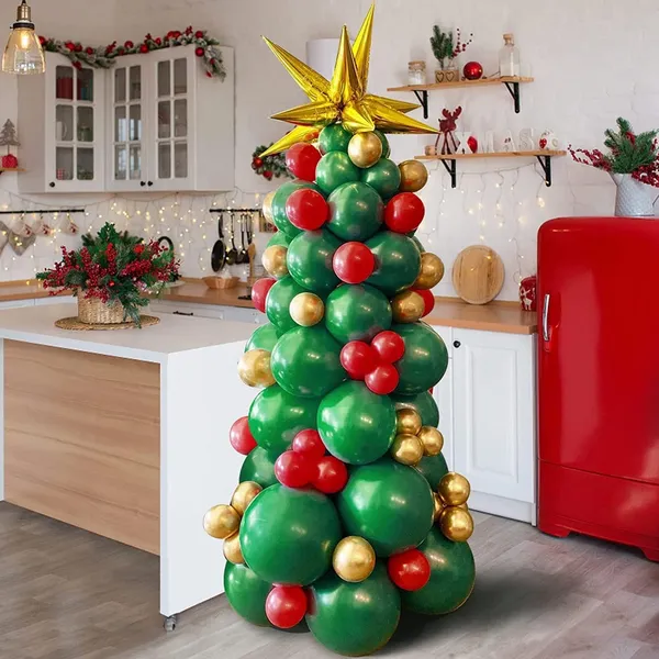 Multicolor_Latex_Xmas_Tree_Balloons_With_Starburst_Balloons_|_For_Christmas_Decorations_(137_Pcs)