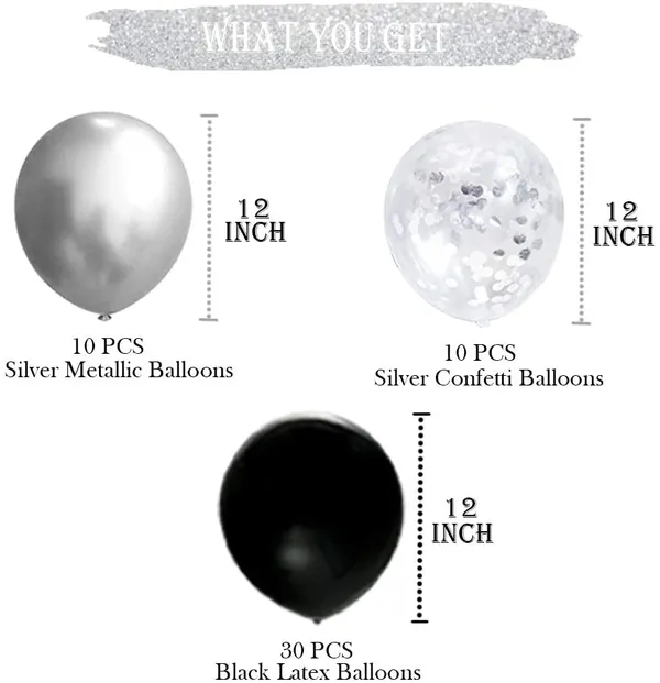 Sliver_&_Black_Metallic_Helium_Balloons_|_For_Birthday_Decorations_Balloon_Garland_Arch_Silver_Graduation_(50_Pcs)_(12_Inch)