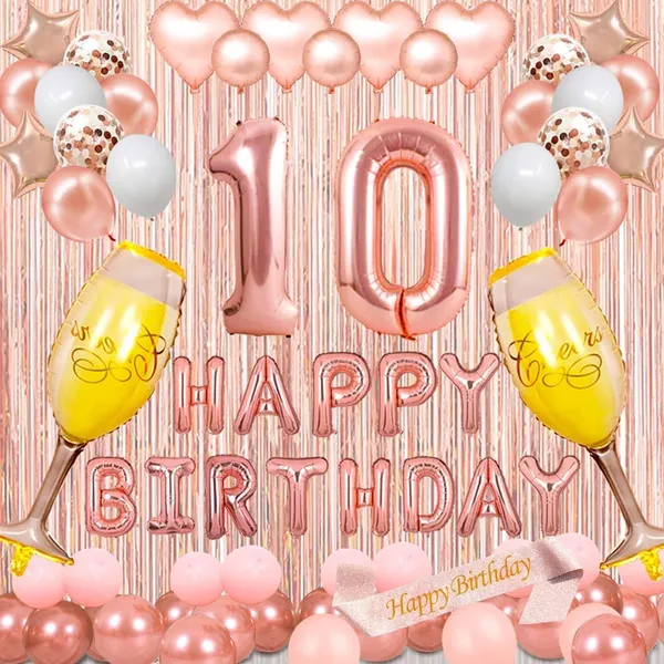Rose_Gold_10Th_Birthday_Party_Decorations_|_Curtains_Latex_And_Confetti_Balloons_|_Number_Foil_Balloons