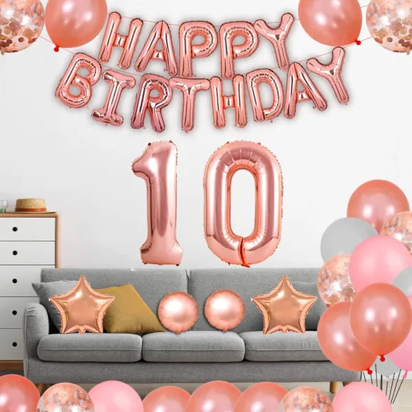 Rose_Gold_10Th_Birthday_Party_Decorations_|_Curtains_Latex_And_Confetti_Balloons_|_Number_Foil_Balloons