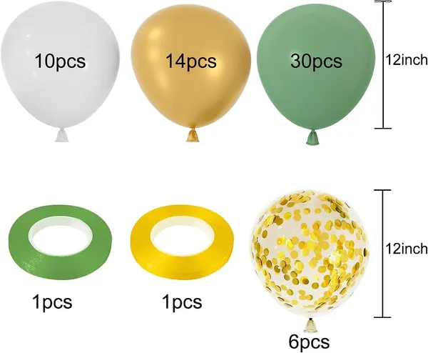 Sage_Green_&_Gold_Metallic_Latex_Party_Balloon_|_For_Birthday_Wedding_Bridal_Shower_Supplies_(Pack_Of_60)_(12_Inch)