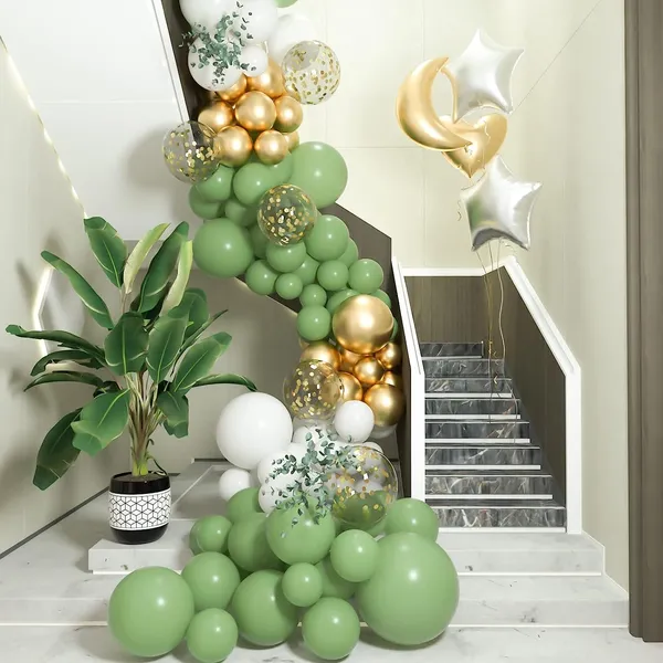 Sage_Green_&_Gold_Metallic_Latex_Party_Balloon_|_For_Birthday_Wedding_Bridal_Shower_Supplies_(Pack_Of_60)_(12_Inch)