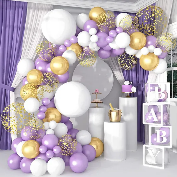 White_&_Purple_Confetti_Metallic_Balloon_Arch_|_For_Wedding_Birthday_Supplies_(107_Pcs)