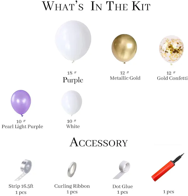 White_&_Purple_Confetti_Metallic_Balloon_Arch_|_For_Wedding_Birthday_Supplies_(107_Pcs)