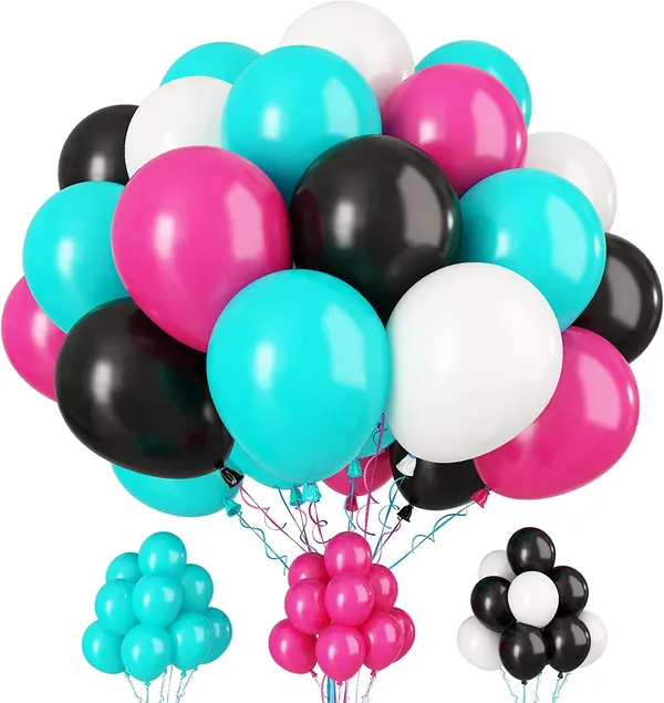 Teal_&_Hot_Pink_Disco_Music_Party_Latex_Balloons_With_Ribbons_|_For_80S_90S_Disco_Music_Party_Hip_Hop_Theme_Party_Birthday_Dj_Short_Video_Party_Decoration_(30_Pcs)_(12_Inch)