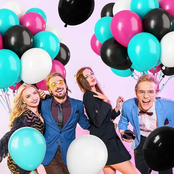 Teal_&_Hot_Pink_Disco_Music_Party_Latex_Balloons_With_Ribbons_|_For_80S_90S_Disco_Music_Party_Hip_Hop_Theme_Party_Birthday_Dj_Short_Video_Party_Decoration_(30_Pcs)_(12_Inch)