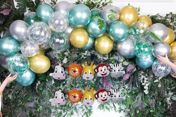 Gold_&_Silver_Balloons_Arch_Kit_|_For_Safari_Jungle_Woodland_Theme_Party_Supplies_Birthday_Decorations_(50_Pcs)_(12_Inch)