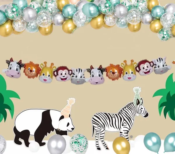 Gold_&_Silver_Balloons_Arch_Kit_|_For_Safari_Jungle_Woodland_Theme_Party_Supplies_Birthday_Decorations_(50_Pcs)_(12_Inch)