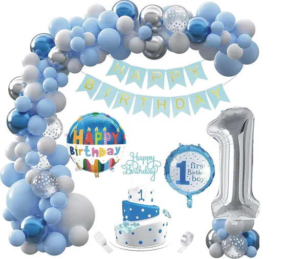 White_&_Blue_Large_Number_Balloons_Set_|_For_Birthday_Decorations_(1St_Birthday)